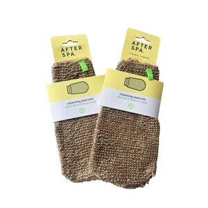 AfterSpa Cleansing Sisal Mitt 2 Pack Natural Exfoliating Bath Shower Gloves New